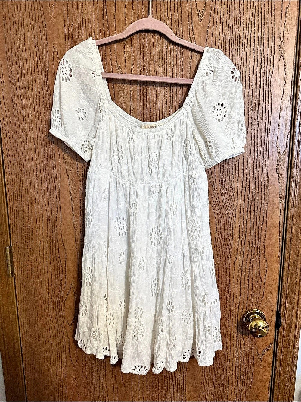 White Floral Eyelet Mini Dress